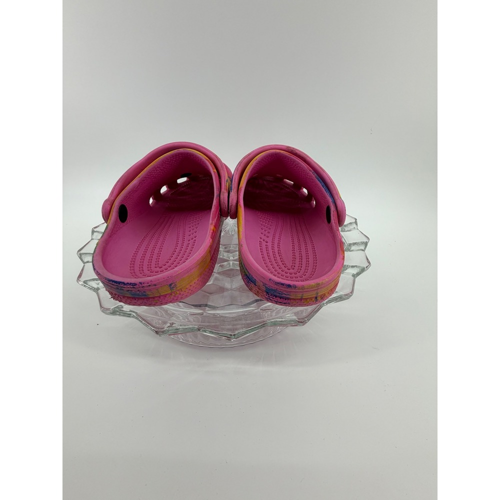 Crocs Tie Dye Pink Yellow Blue Green Turtle Sun Jibbitz Clogs Toddler Size 4 6 - Picture 6 of 10